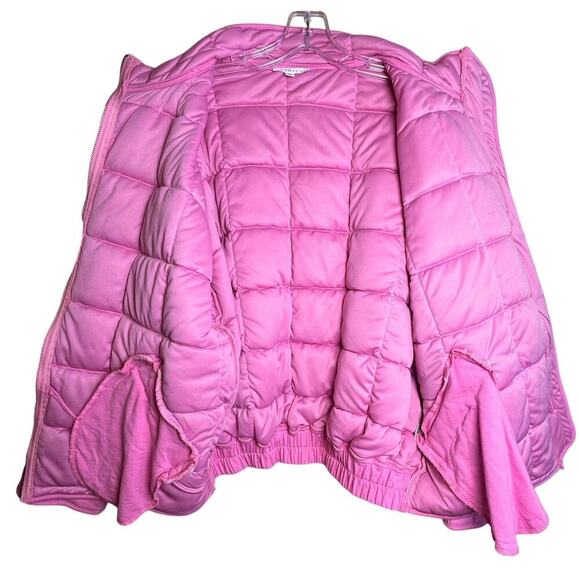 aemi+co Quilted Pink Drop Shoulder Funnel Neck Dixie Jacket Womens Sz M Cottage - Picture 4 of 16